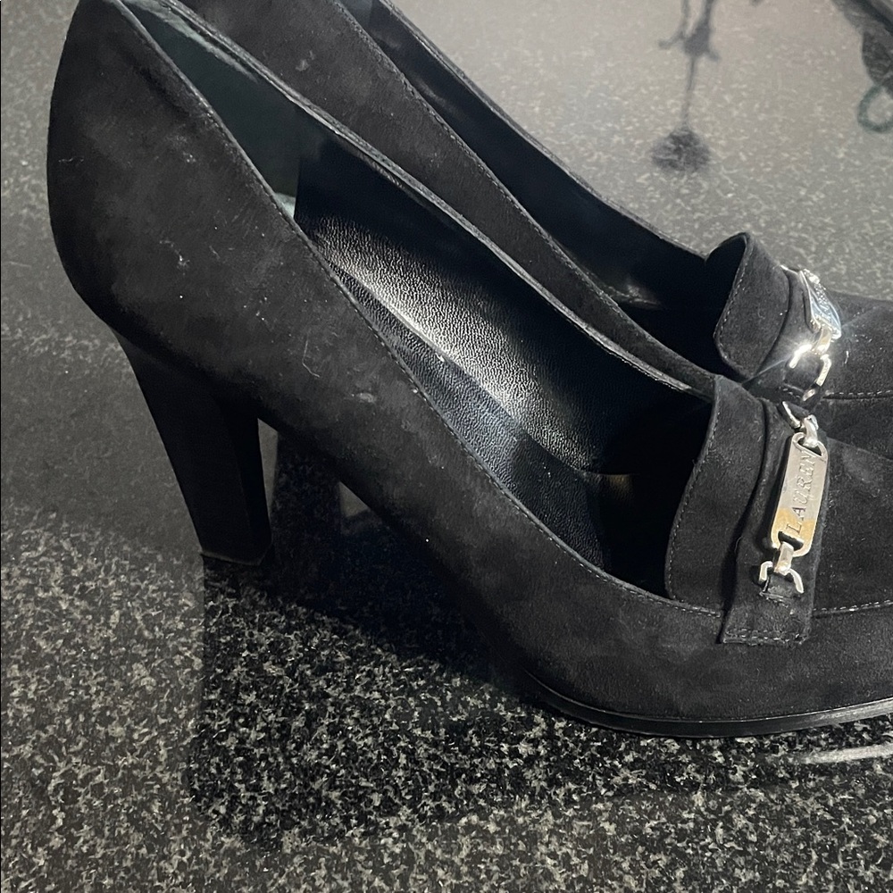 Polo by Ralph Lauren Black Heels 3.5in with Silver Accent - Picture 11 of 11